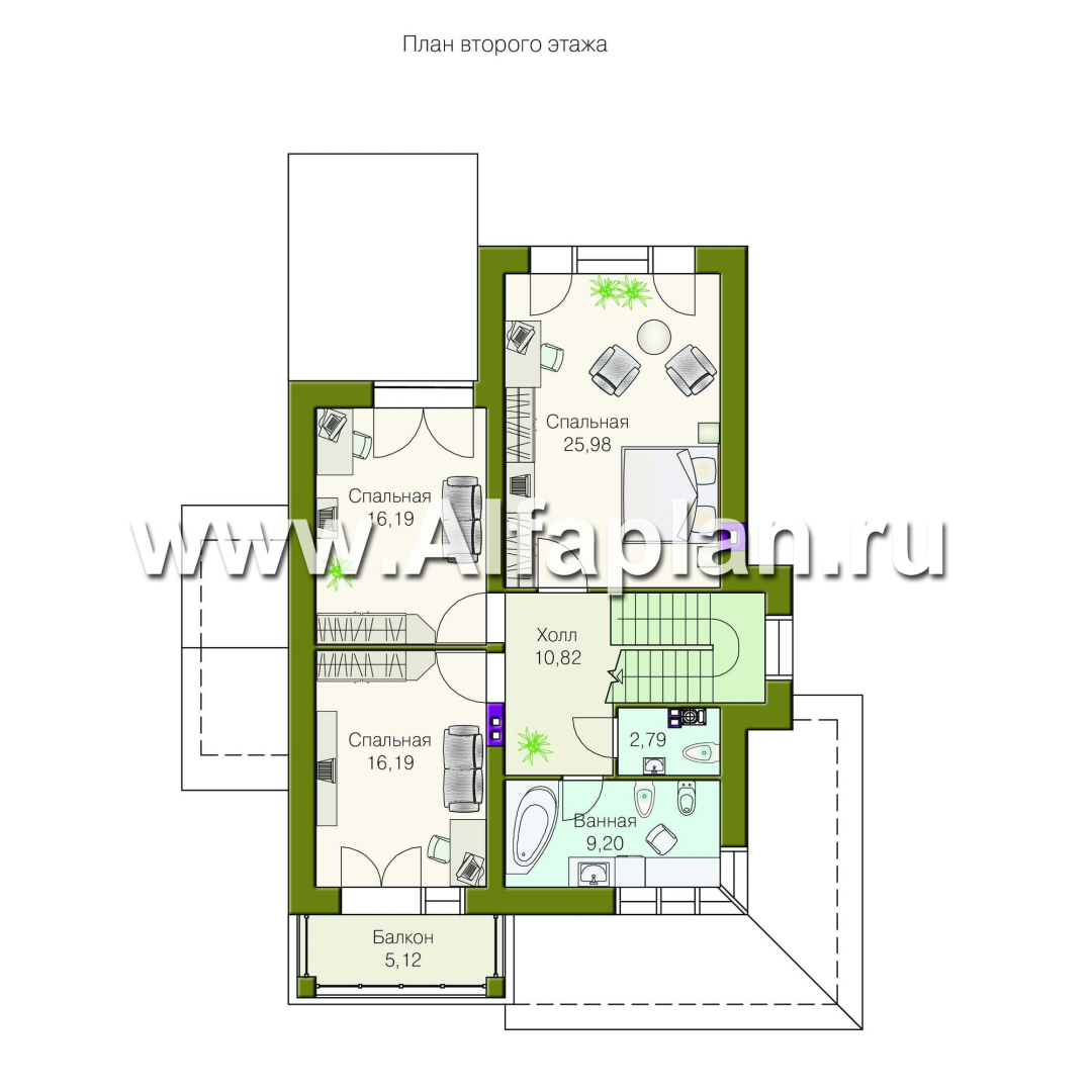 Проекты домов Альфаплан - «Вектор» - загородный коттедж с большими окнами - изображение плана проекта №2