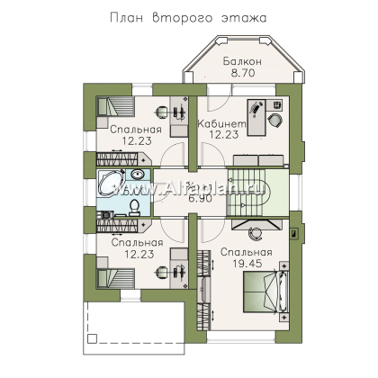 Проекты домов Альфаплан - «Стелла»- стильный дом для маленького участка - превью плана проекта №2