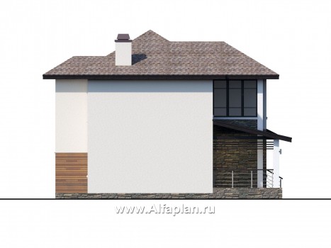 «Одер» - проект двухэтажного дома из газобетона, с террасой, в современном стиле - превью фасада дома