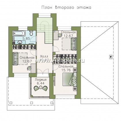 «Одер» - проект двухэтажного дома из газобетона, с террасой, в современном стиле - превью план дома