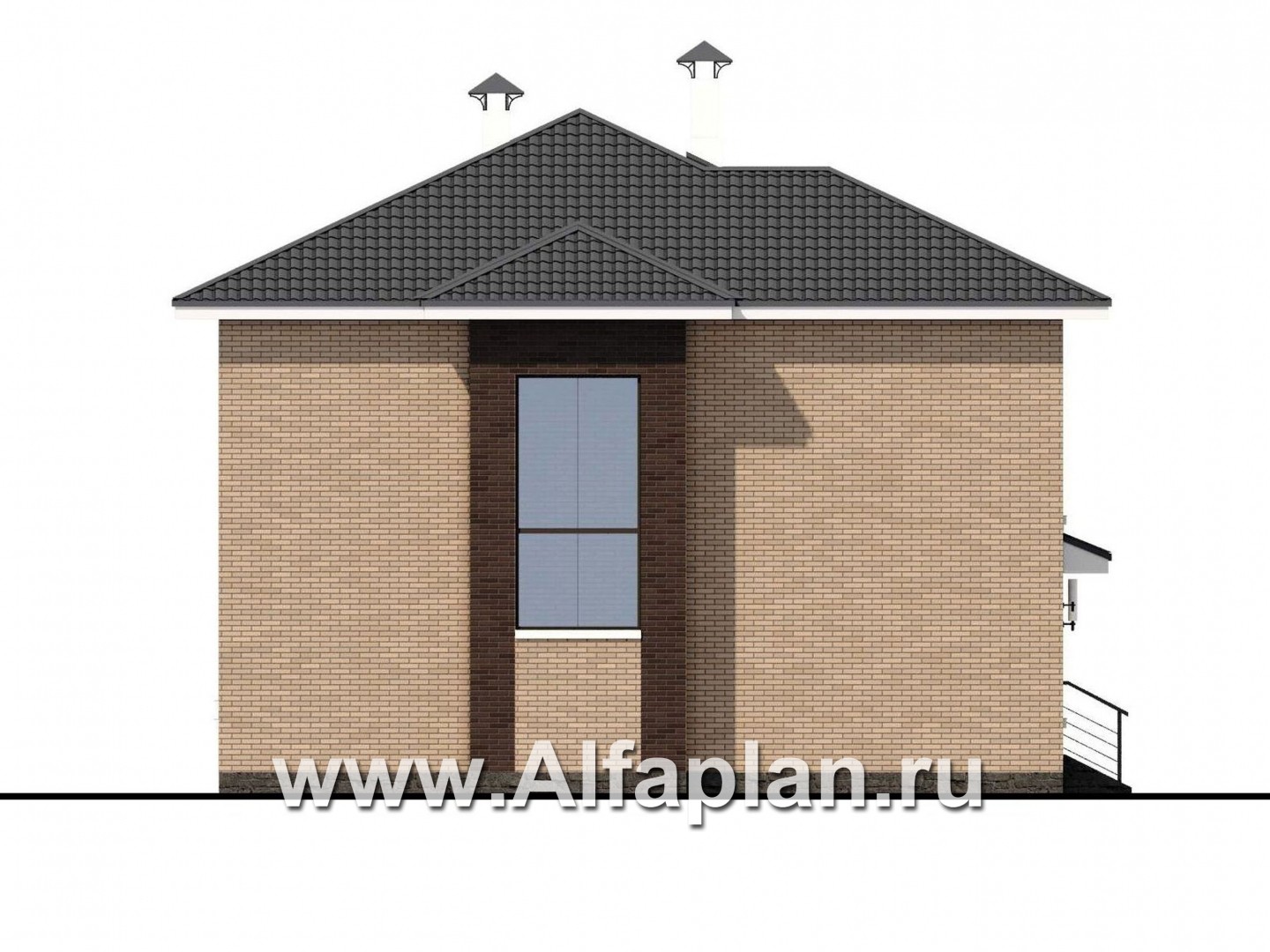 Проекты домов Альфаплан - «Роман с камнем» — двухэтажный коттедж с двусветной гостиной - изображение фасада №3