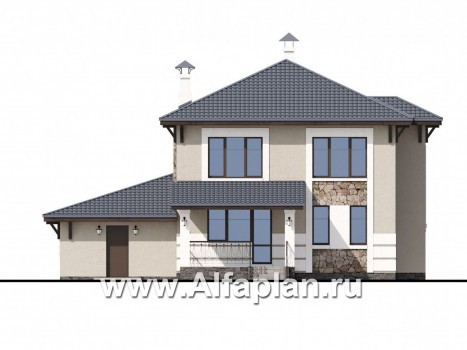 Проекты домов Альфаплан - «Сен-Тропе» - удобный компактный дом с гаражом - превью фасада №4