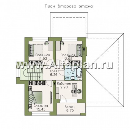 Проекты домов Альфаплан - «Сен-Тропе» - удобный компактный дом с гаражом - превью плана проекта №2