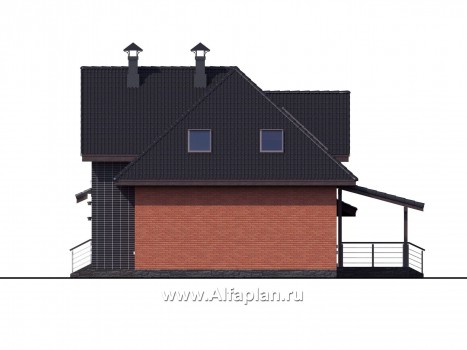 «Кассиопея» - проект дома с мансардой, с террасой, в современном стиле, сауна, гараж на 2 авто - превью фасада дома