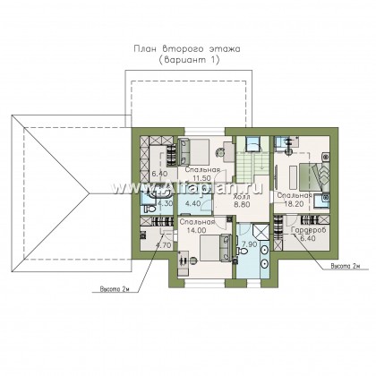 «Кассиопея» - проект дома с мансардой, с террасой, в современном стиле, сауна, гараж на 2 авто - превью план дома