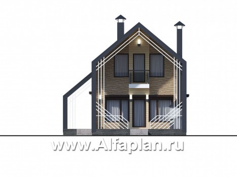 Проекты домов Альфаплан - «Омега» - коттедж для узкого участка - превью фасада №1