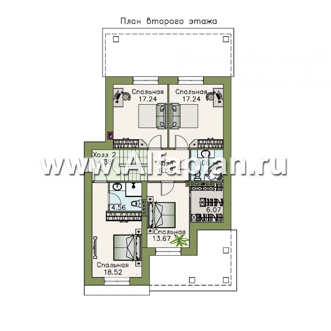 Проекты домов Альфаплан - «Белая ночь»- дом с цокольным этажом для большой семьи - изображение плана проекта №3