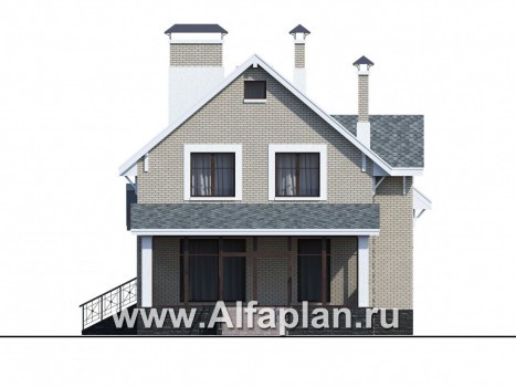 Проекты домов Альфаплан - «Белая ночь»- дом с цокольным этажом для большой семьи - превью фасада №4