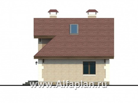 Проекты домов Альфаплан - «Замечательный сосед» - небольшой дом с верандой и студией в мансарде - превью фасада №2
