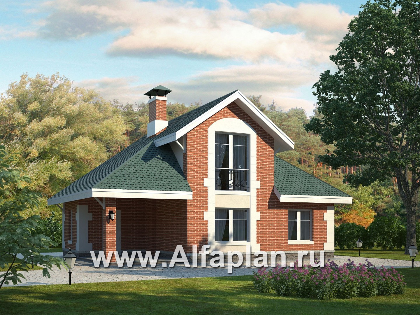 Проекты домов Альфаплан - Баня с террасой и студией в мансарде - дополнительное изображение №1
