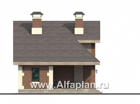 Проекты домов Альфаплан - Баня с террасой и студией в мансарде - превью фасада №3