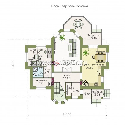 Проекты домов Альфаплан - «Монплезир» - проект двухэтажного  изысканного коттеджа - превью плана проекта №1