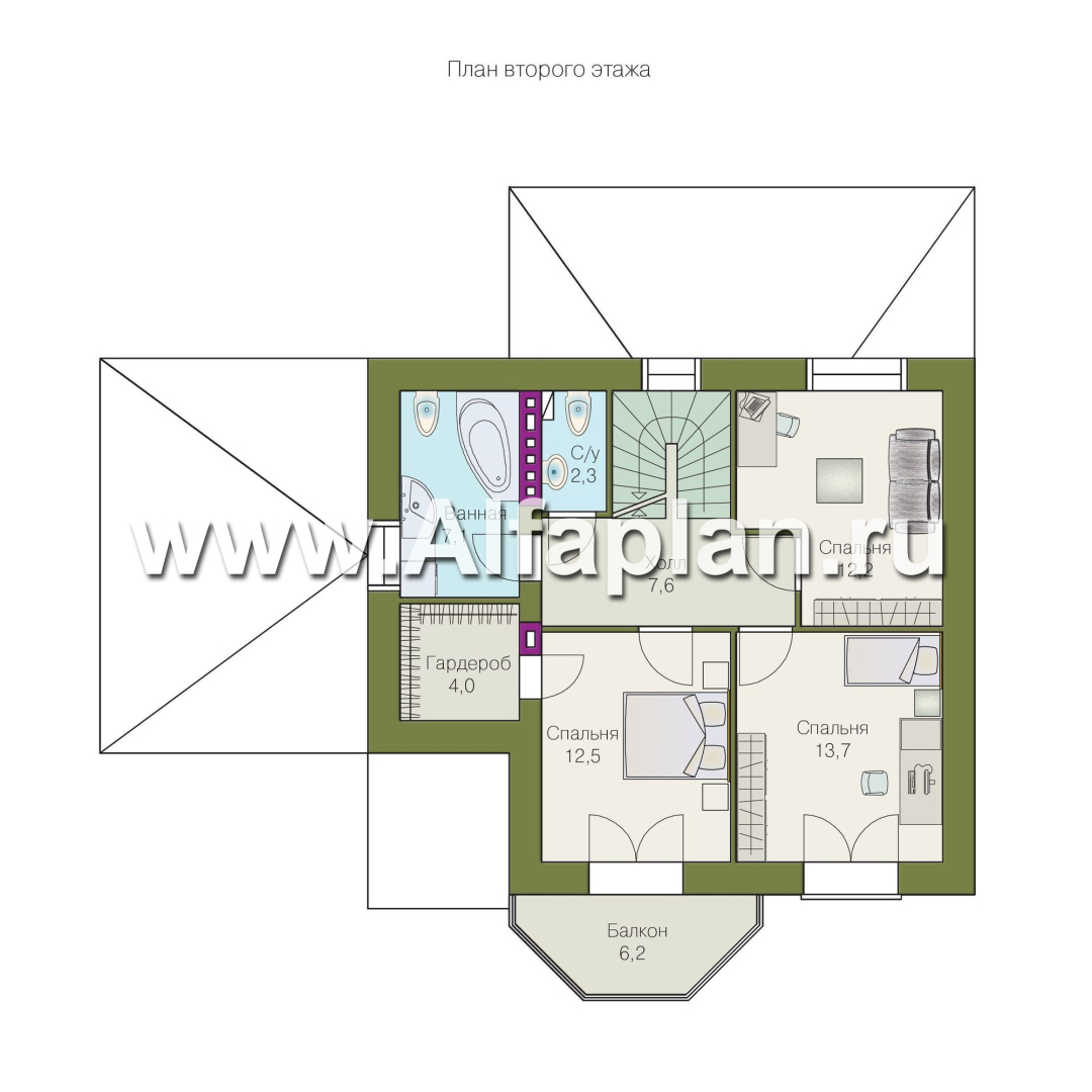 Проекты домов Альфаплан - Дом из газобетона «Шевалье плюс» с цокольным этажом - изображение плана проекта №3