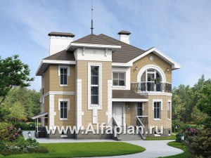 Проекты домов Альфаплан - «Феникс» - коттедж с компактным планом и цокольным этажом - превью основного изображения