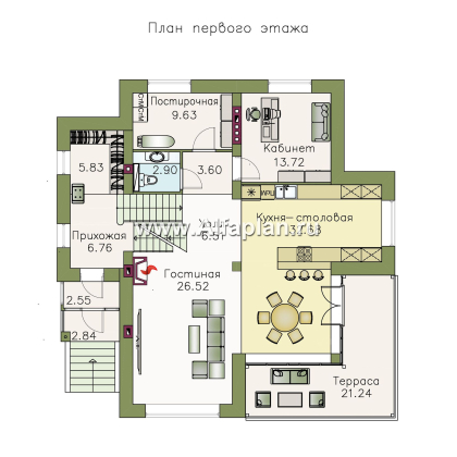 Проекты домов Альфаплан - «Светлые времена» - респектабельный особняк с большими окнами - превью плана проекта №2