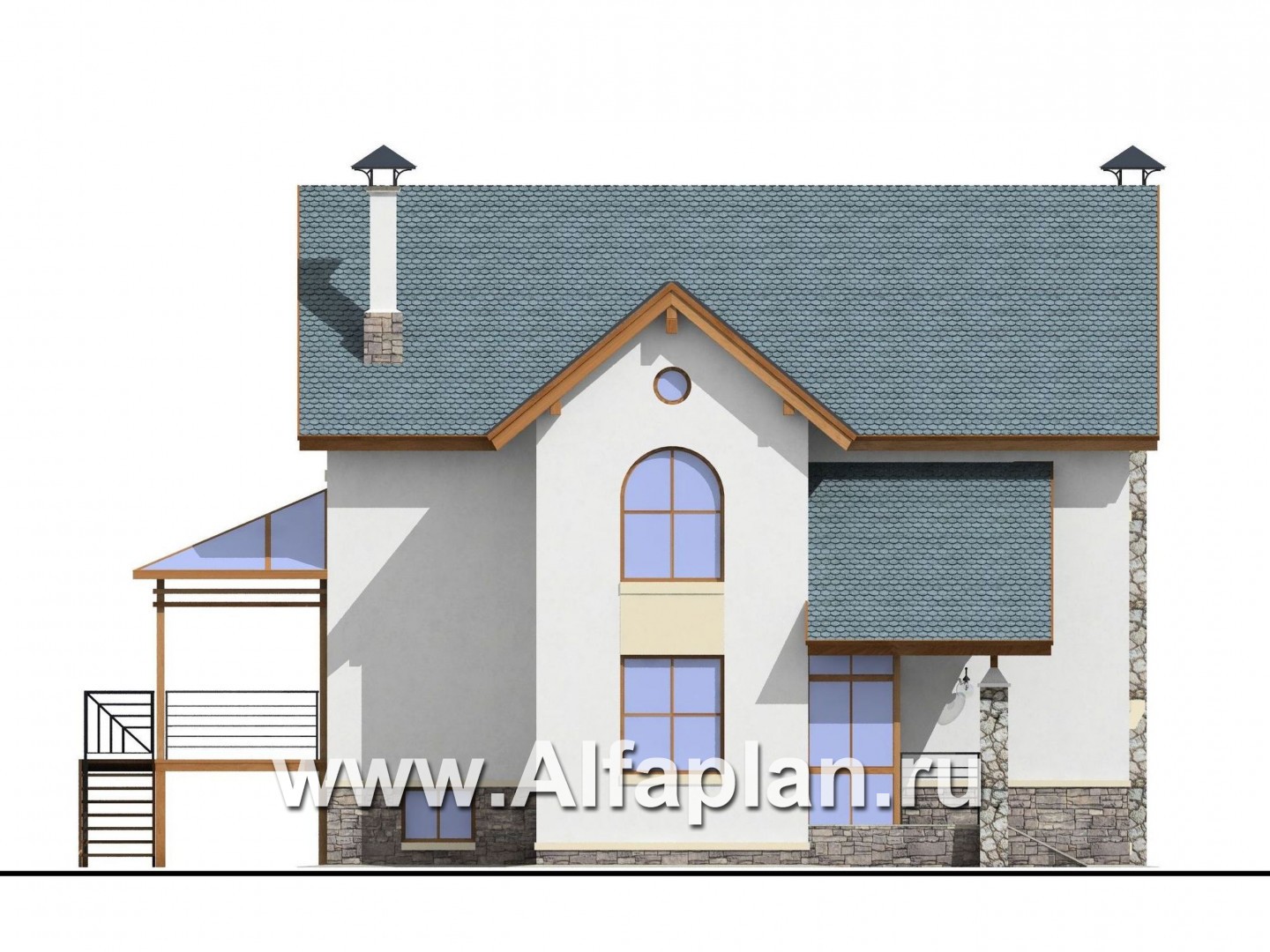 Проекты домов Альфаплан - «Эксклюзив» - компактный трехэтажный коттедж - изображение фасада №3
