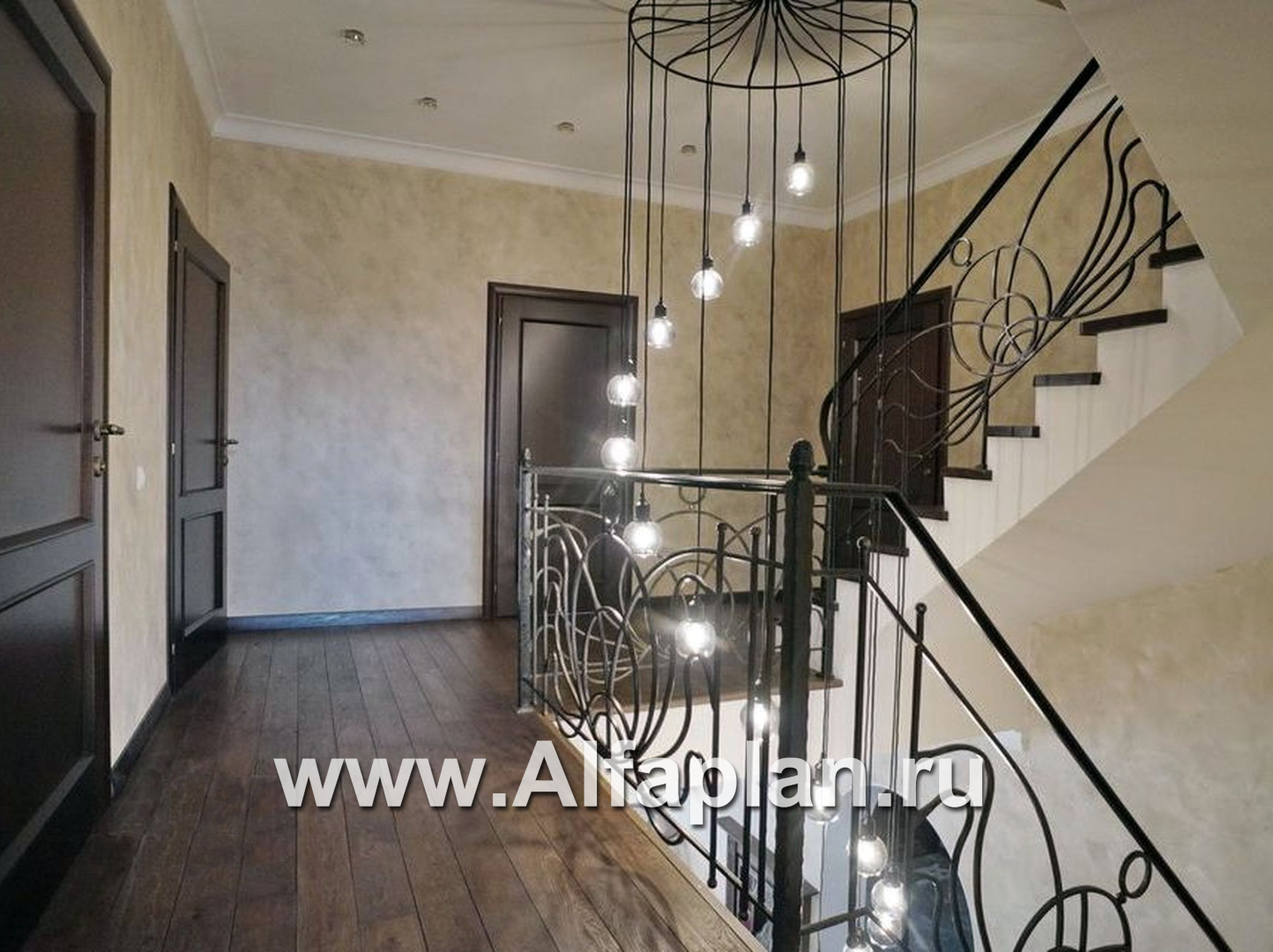 Проекты домов Альфаплан - «Голицын» - коттедж с двусветной гостиной и цоколем - дополнительное изображение №5
