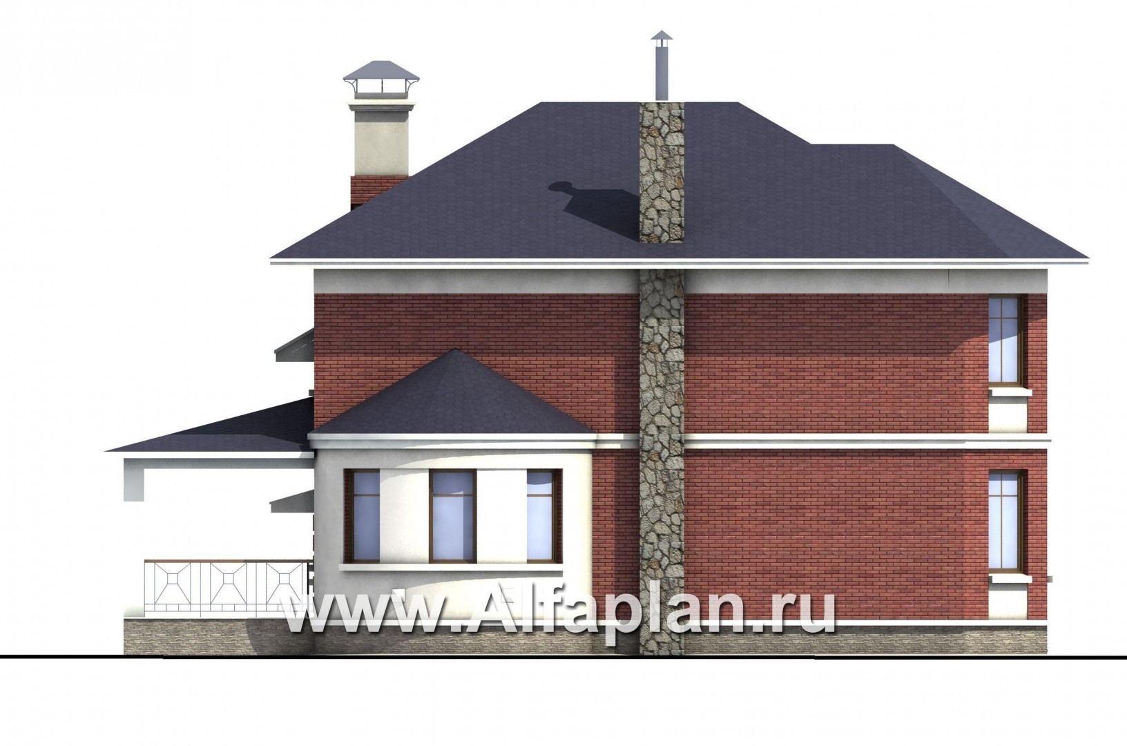 Проекты домов Альфаплан - «Ювенил» - загородный дом с большим гаражом - изображение фасада №3