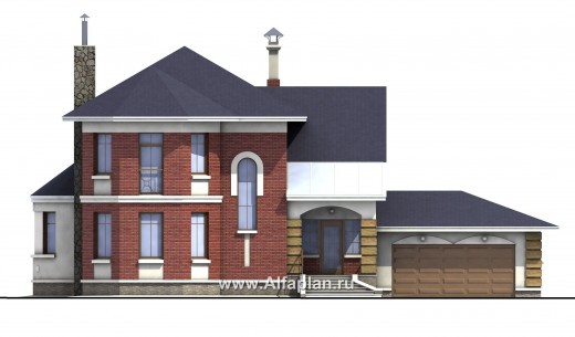 Проекты домов Альфаплан - «Ювенил» - загородный дом с большим гаражом - превью фасада №1