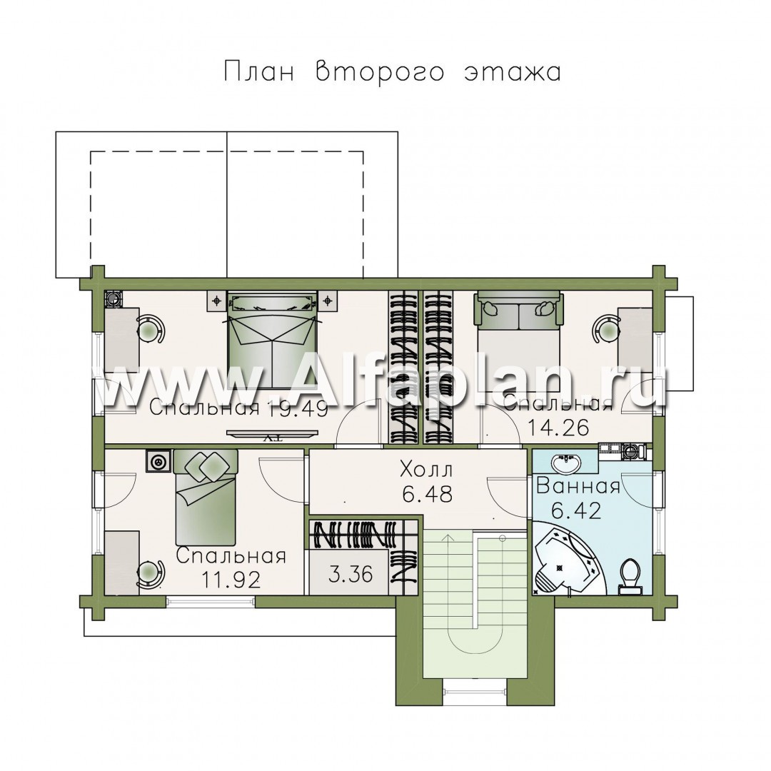 Проекты домов Альфаплан - «АльфаВУД» - деревяный дом из клееного бруса - план проекта №3
