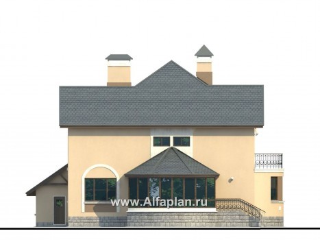 Проекты домов Альфаплан - «Амбиент» - проект коттеджа с большим гаражом - превью фасада №4