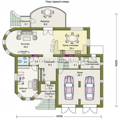 Проекты домов Альфаплан - «Амбиент» - проект коттеджа с большим гаражом - превью плана проекта №1