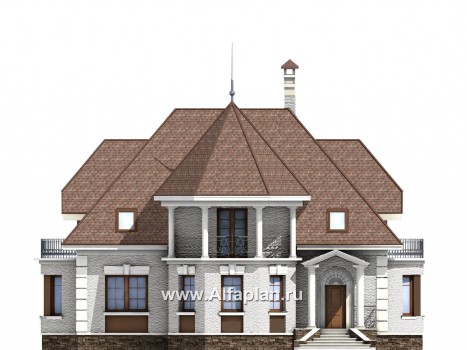 Проекты домов Альфаплан - «Белта» -  двухэтажный коттедж в романтическом стиле - превью фасада №1