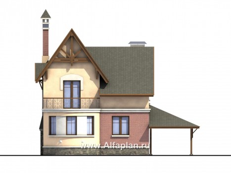 Проекты домов Альфаплан - «Аристо» - компактный дом с навесом для машины - превью фасада №4