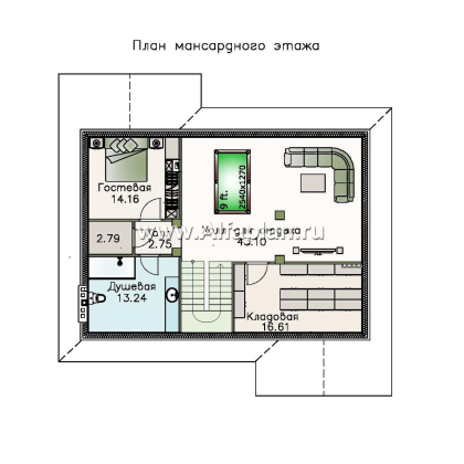 Проекты домов Альфаплан - «Айвенго»- двуxэтажный особняк для большой семьи с жилой мансардой - превью плана проекта №3