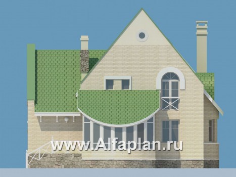 «Онегин» - проект загородного дома, со вторым светом гостиной, с мансардой, в стиле замка - превью фасада дома