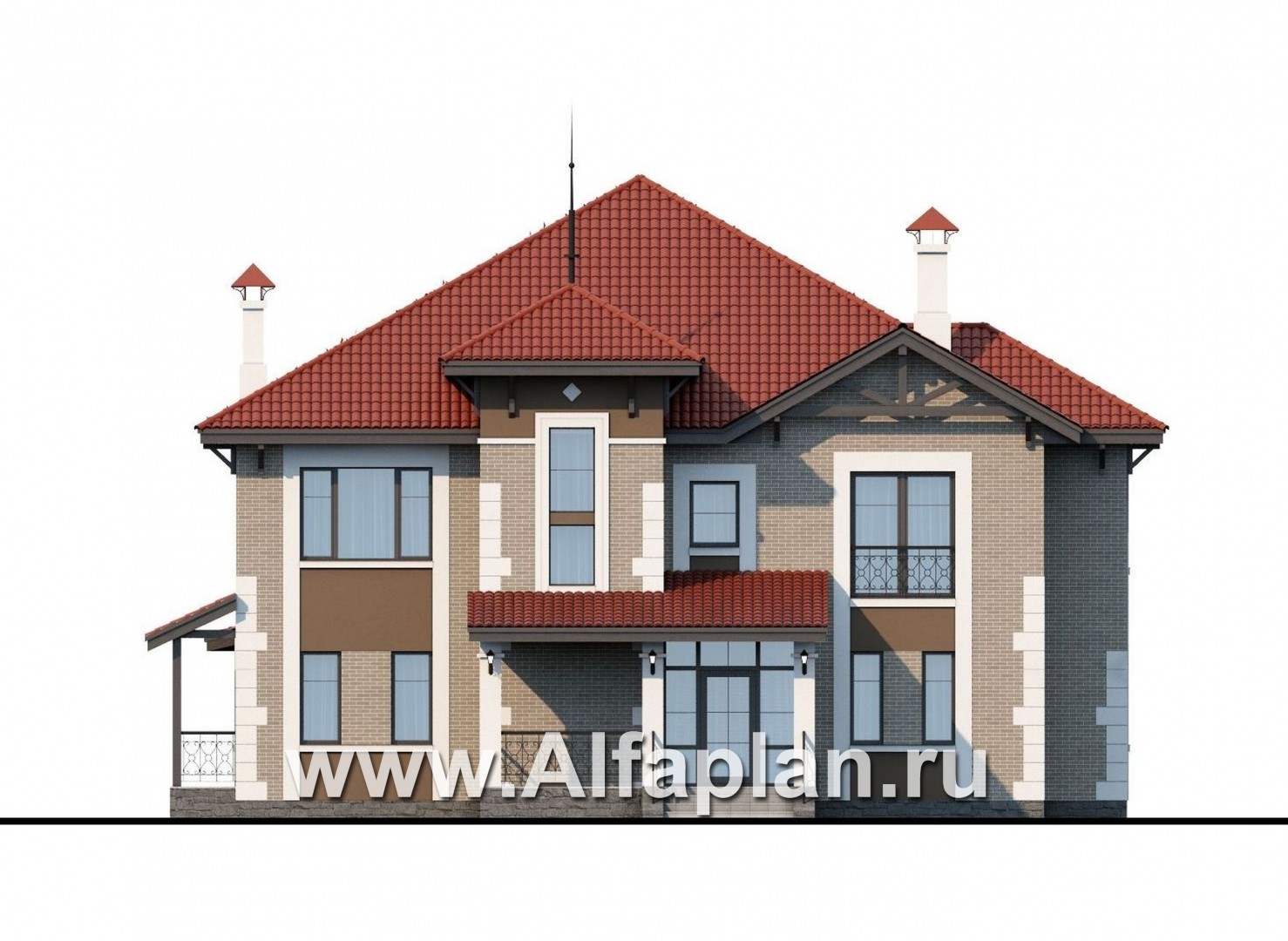Проекты домов Альфаплан - «Демидов» - респектабельный особняк, в котором есть ВСЕ.... - изображение фасада №1