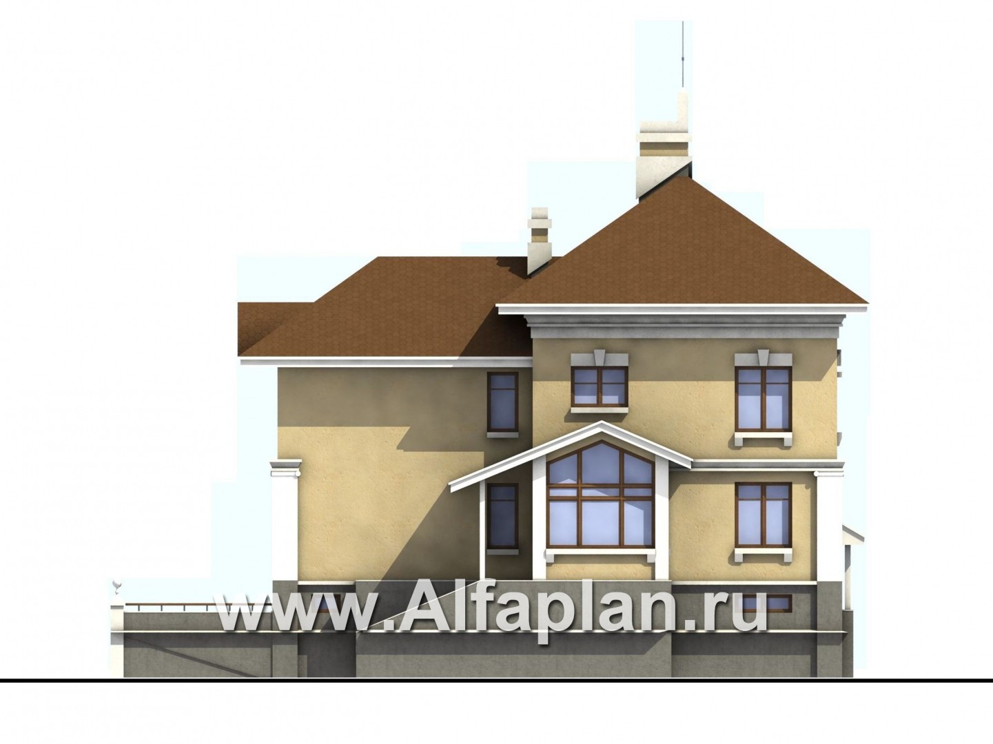 Проекты домов Альфаплан - Дом из газобетона «Флоренция» в стиле итальянского Возрождения - изображение фасада №2