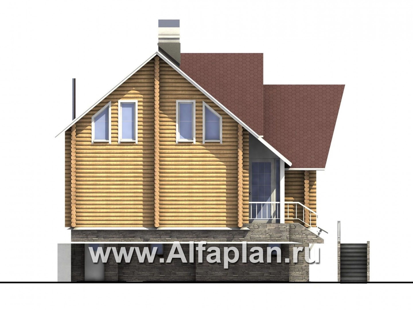 Проекты домов Альфаплан - «Усадьба» - деревянный  дом с высоким цоколем - изображение фасада №3