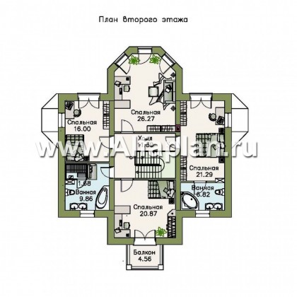 Проекты домов Альфаплан - Двухэтажный коттедж в стиле «Петровское барокко» - превью плана проекта №2