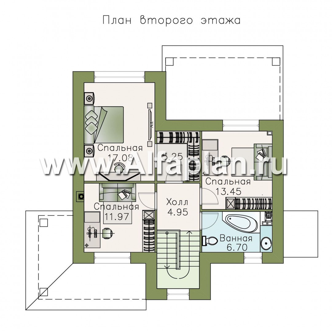 Проекты домов Альфаплан - «Виконт» - двухэтажный дом с отличной планировкой - план проекта №2