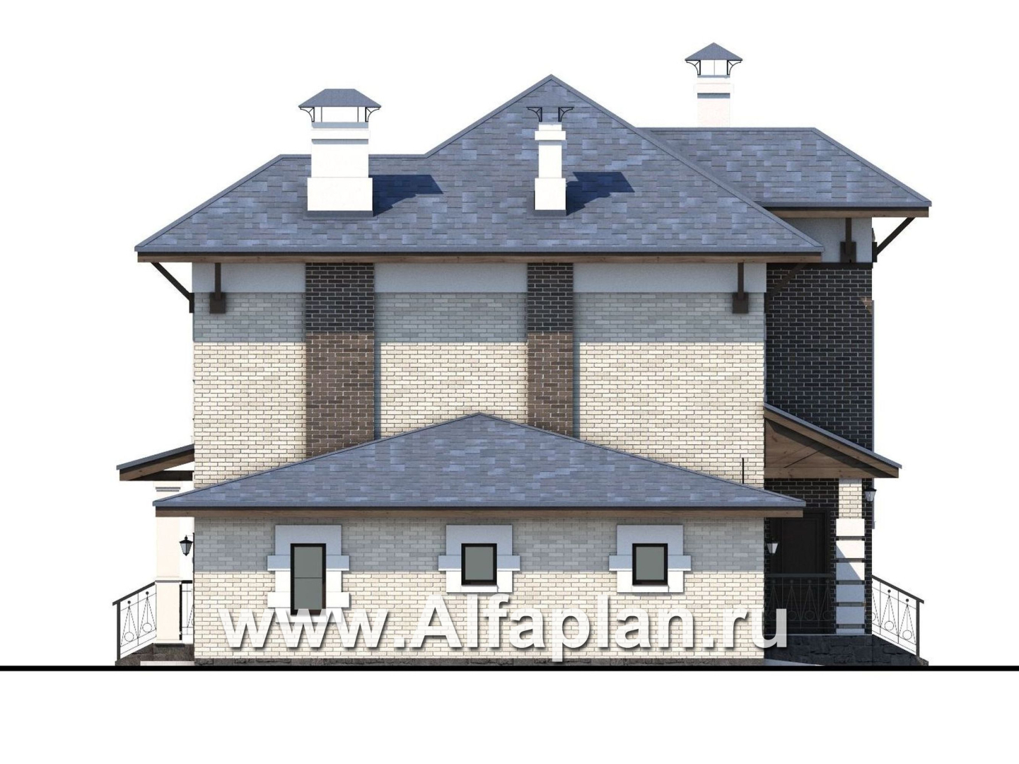 Проекты домов Альфаплан - «Виконт»- двухэтажный дом с гаражом и отличной планировкой - изображение фасада №3