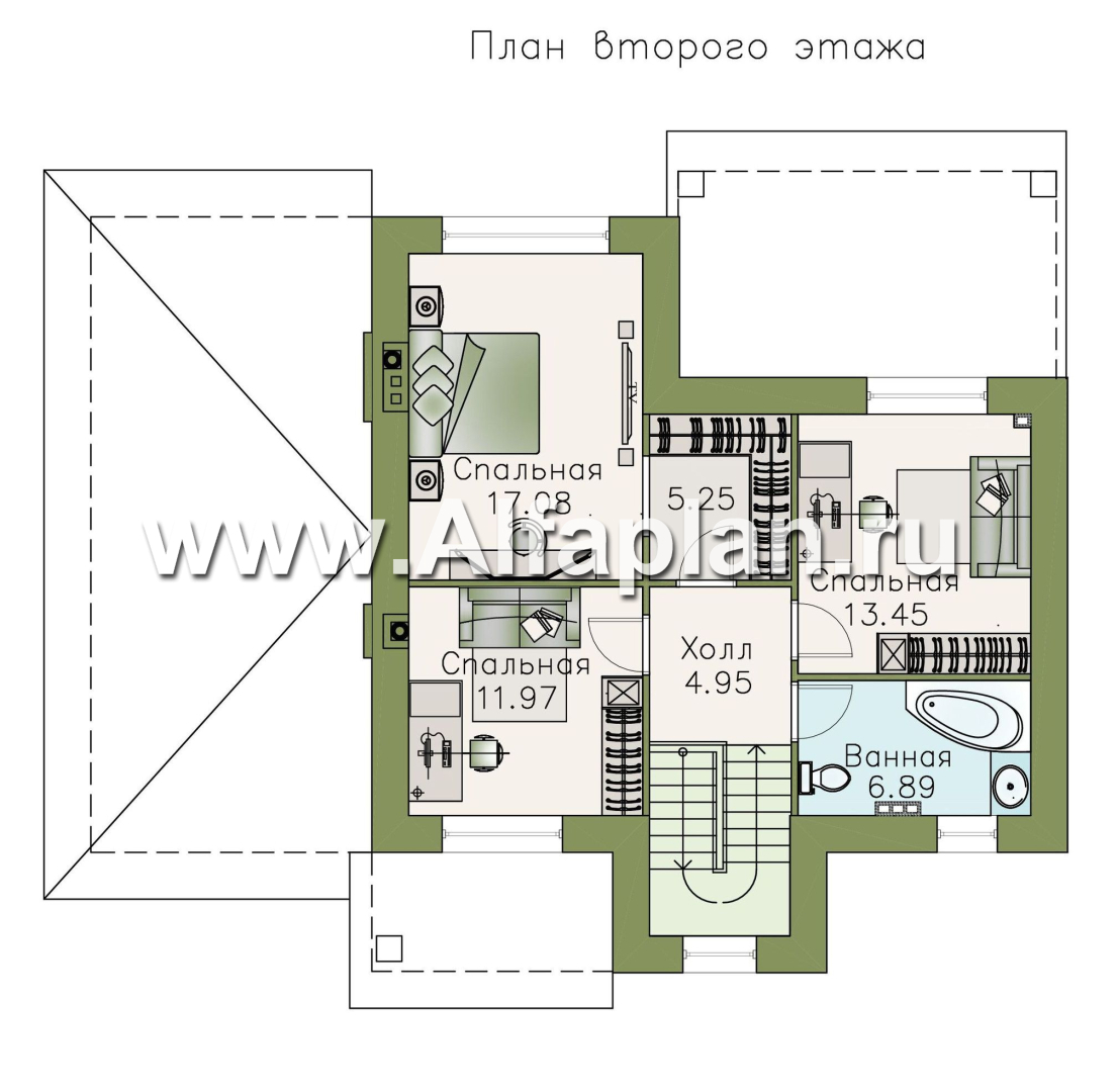 Проекты домов Альфаплан - «Виконт»- двухэтажный дом с гаражом и отличной планировкой - план проекта №2