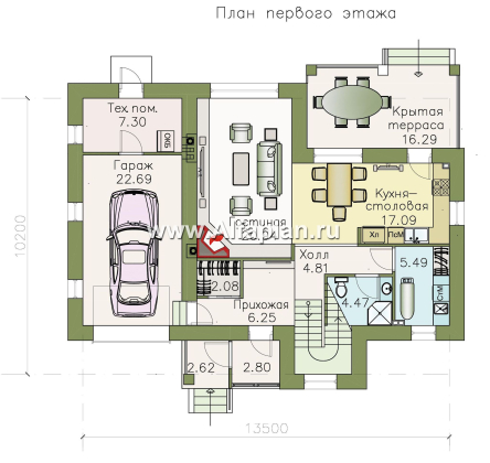 Проекты домов Альфаплан - «Виконт»- двухэтажный дом с гаражом и отличной планировкой - превью плана проекта №1