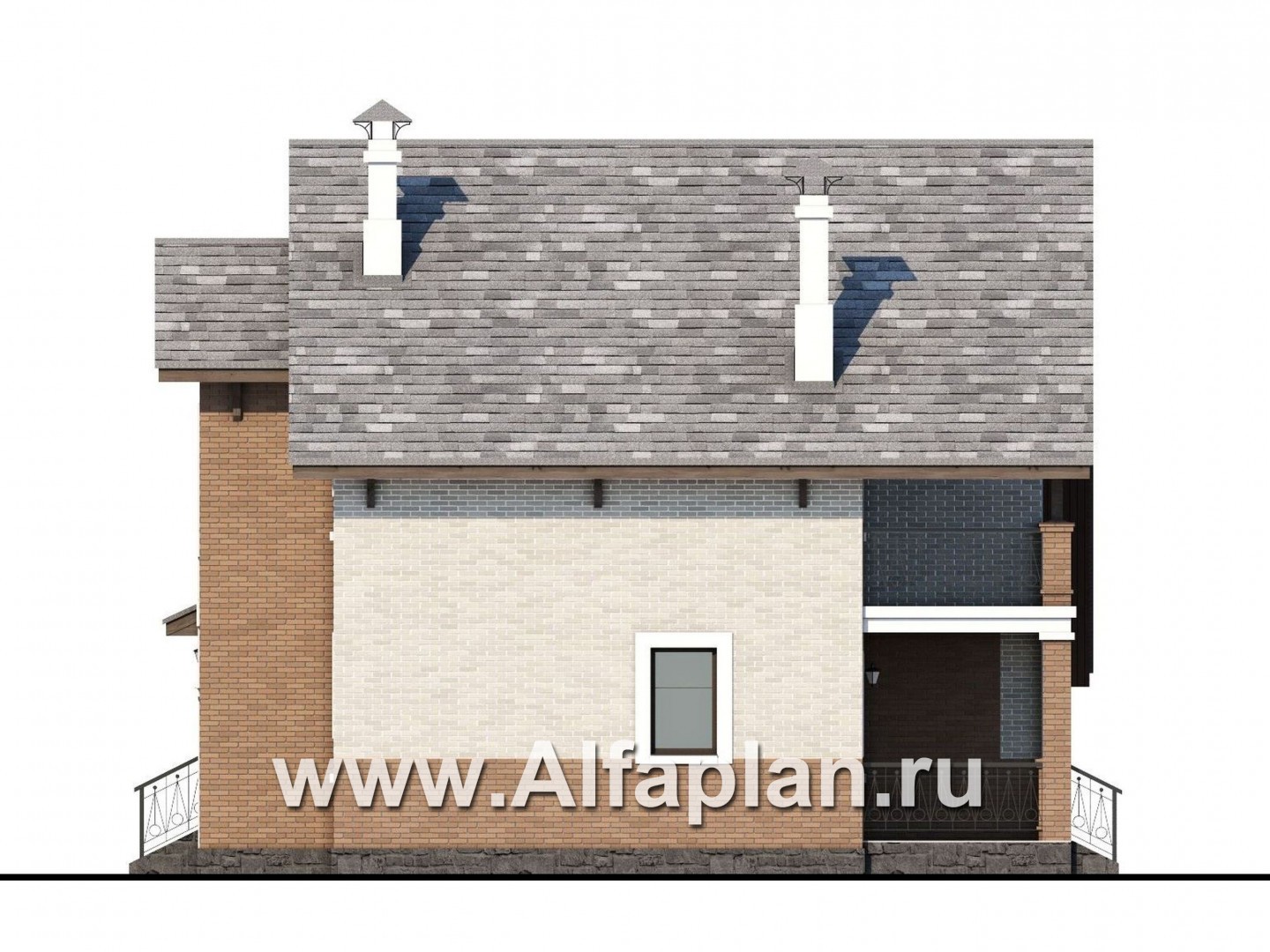 Проекты домов Альфаплан - «Виконт» - коттедж с гаражом и простой двускатной кровлей - изображение фасада №2