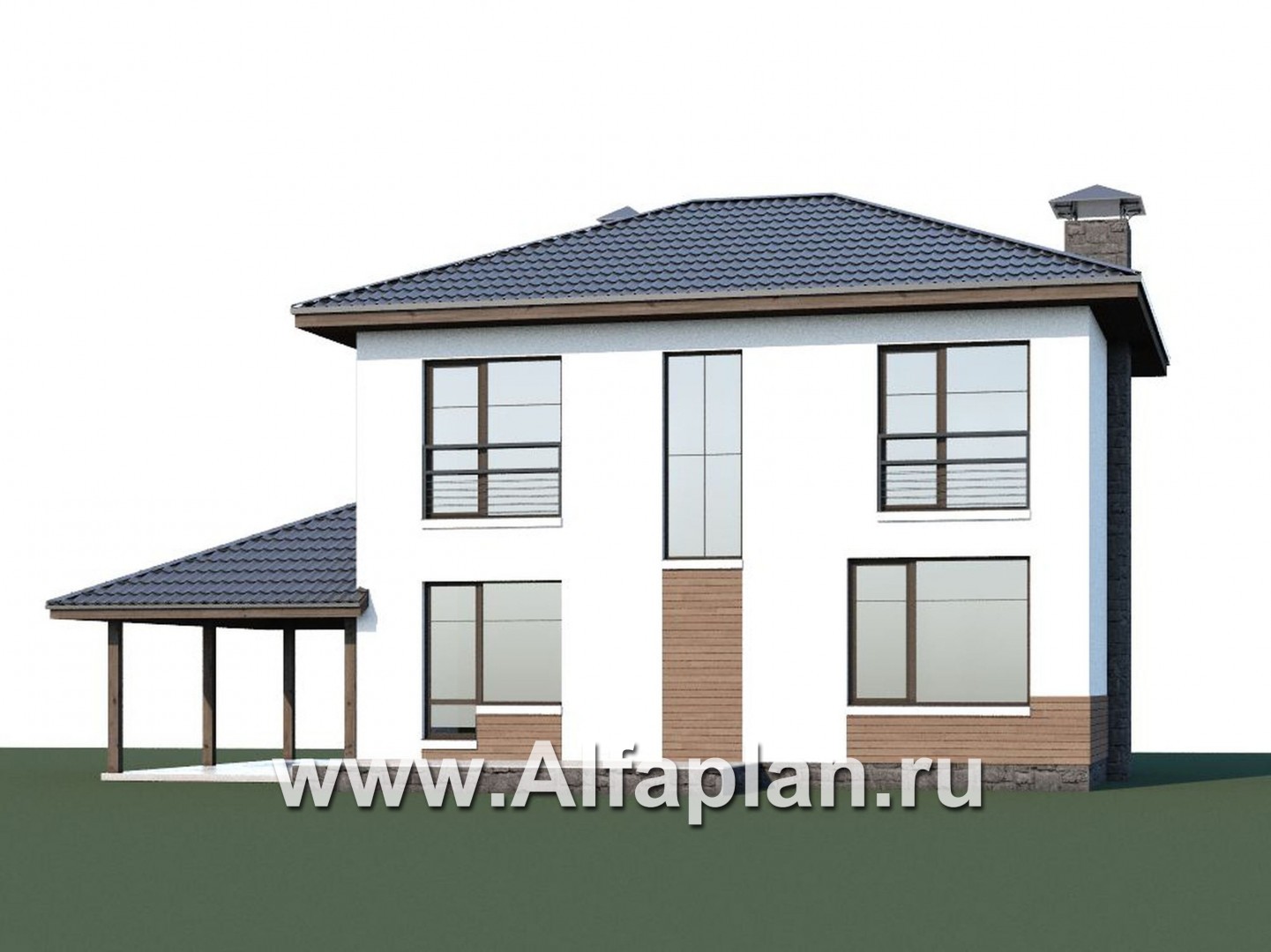Проекты домов Альфаплан - Кирпичный дом «Карат» с гаражом навесом - дополнительное изображение №1