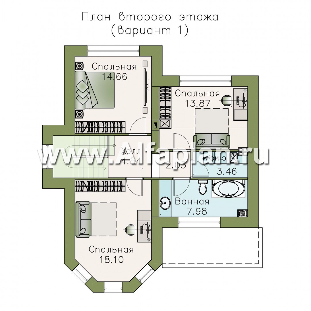 Проекты домов Альфаплан - «Веста» - небольшой удобный дом - план проекта №2