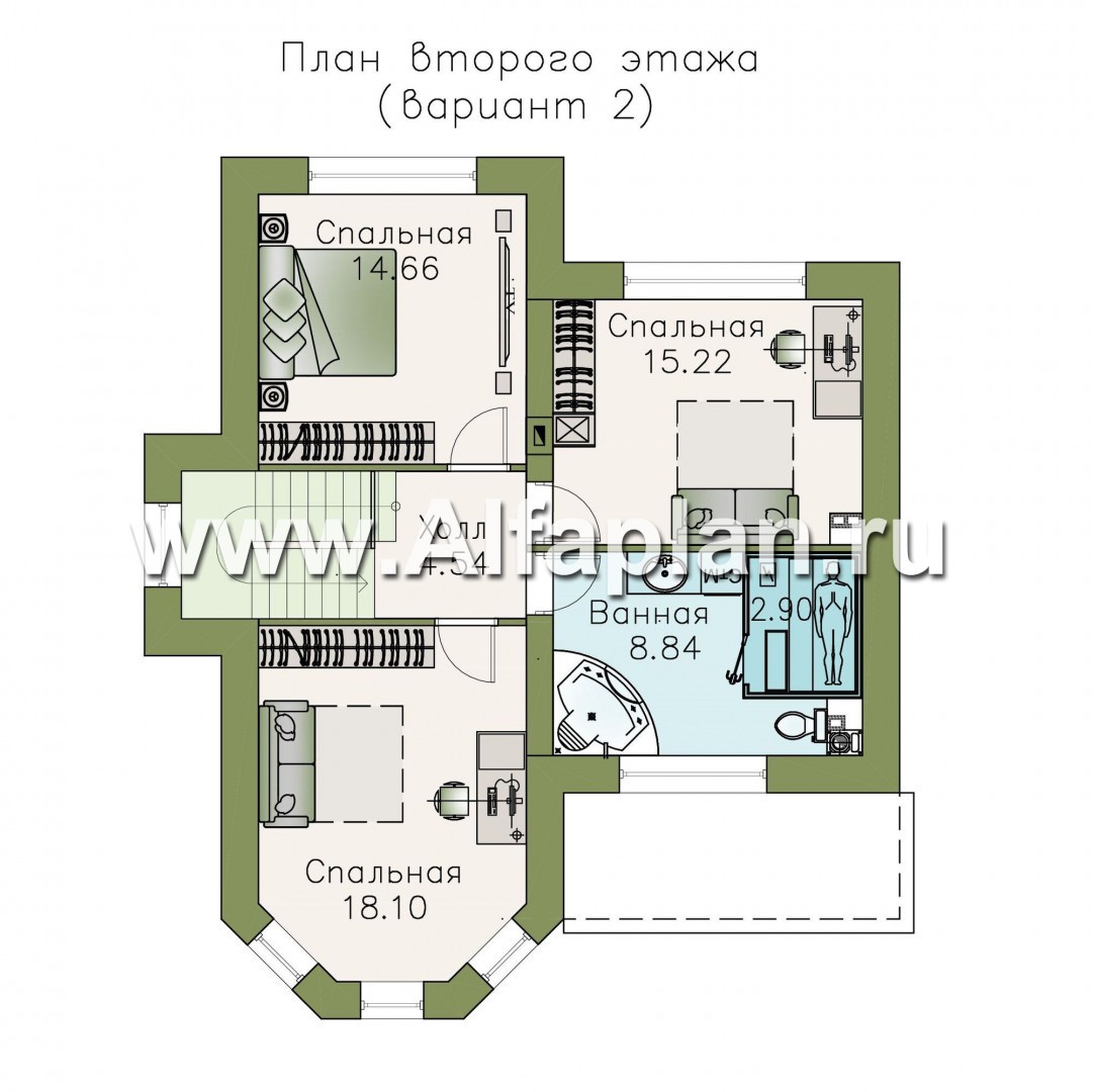 Проекты домов Альфаплан - «Веста» - небольшой удобный дом - план проекта №3