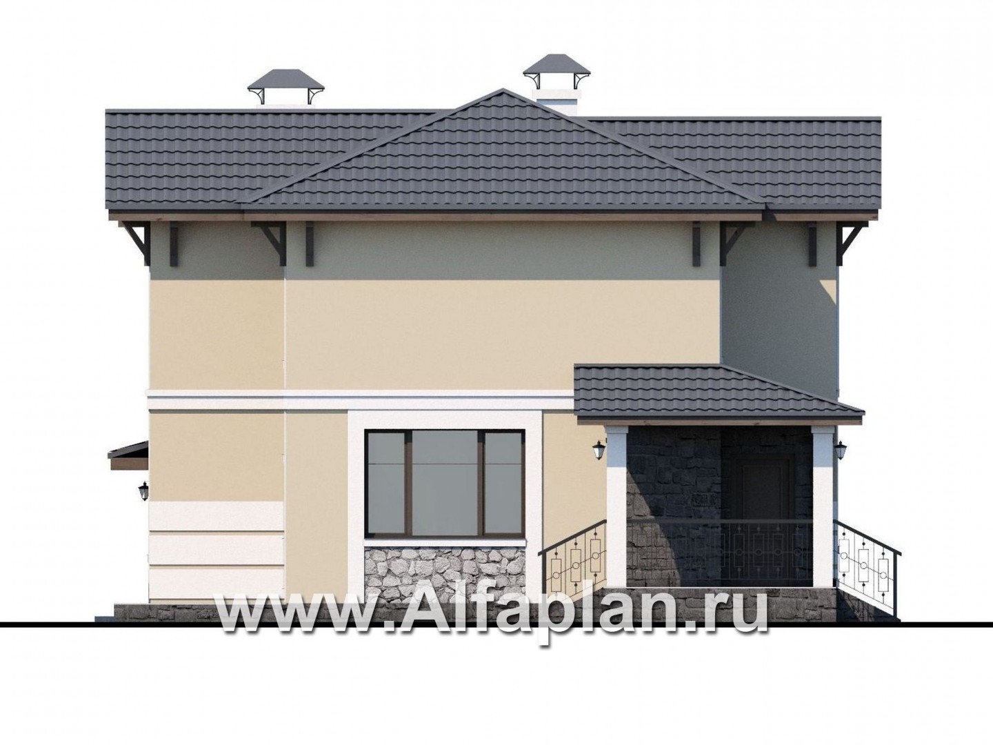 Проекты домов Альфаплан - «Невский стиль» - удобный и красивый двухэтажный дом с гаражом - изображение фасада №3