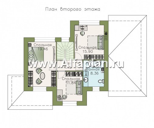 Проекты домов Альфаплан - «Невский стиль» - удобный и красивый двухэтажный дом с гаражом - превью плана проекта №2