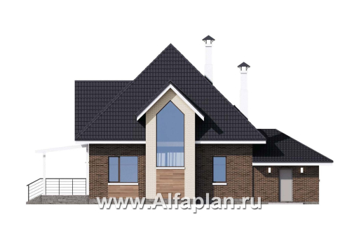 Проекты домов Альфаплан - «Альтаир» - современный мансардный дом с гаражом - превью фасада №4