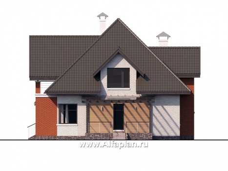 «Арктур» - проект дома с мансардой, из газобетона, с сауной и с террасой, с гаражом, современный стиль - превью фасада дома