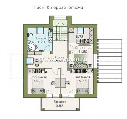 Проекты домов Альфаплан - «Капелла» - современный дом с мансардой из блоков - превью плана проекта №2