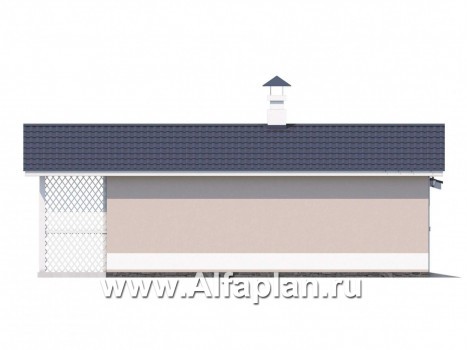 Проекты домов Альфаплан - Блок SPA с навесом для машины для небольшой усадьбы - превью фасада №3