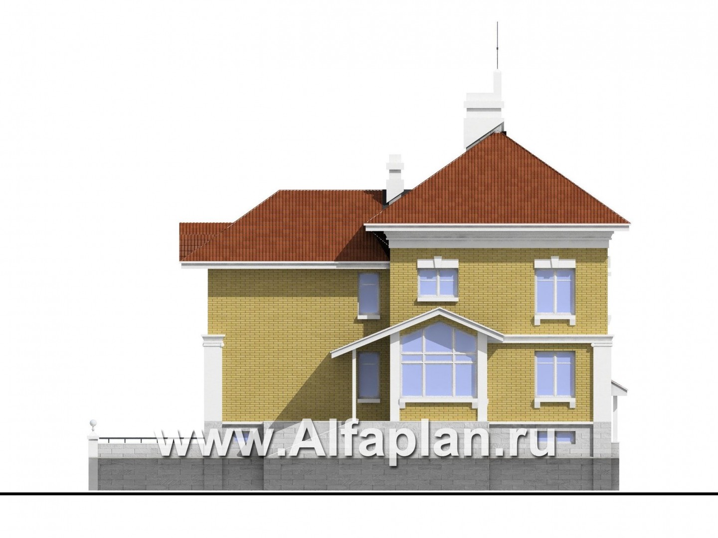 Проекты домов Альфаплан - «Флоренция» - дом в стиле эпохи Возрождения с крытой террасой - изображение фасада №2