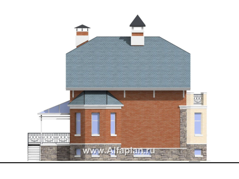 Проекты домов Альфаплан - «Лаура»- трехэтажный загородный дом с террасой - превью фасада №3